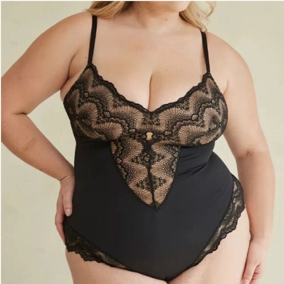 Pinsy Sculpting Lace Shapewear Bodysuit, Black, XL Long - Picture 7 of 9